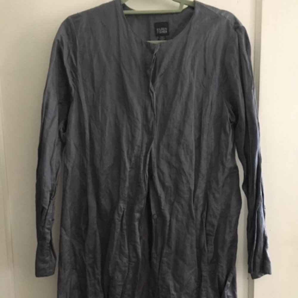 Eileen Fisher Gray Metal Rumpled Coat M Price Drop